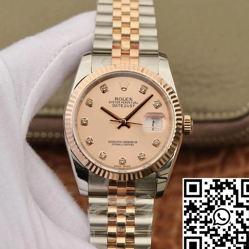 36MM Dial Rolex Factory Datejust 116231 Pink GM Diamond-set 0408